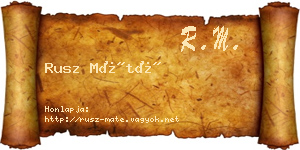 Rusz Máté névjegykártya